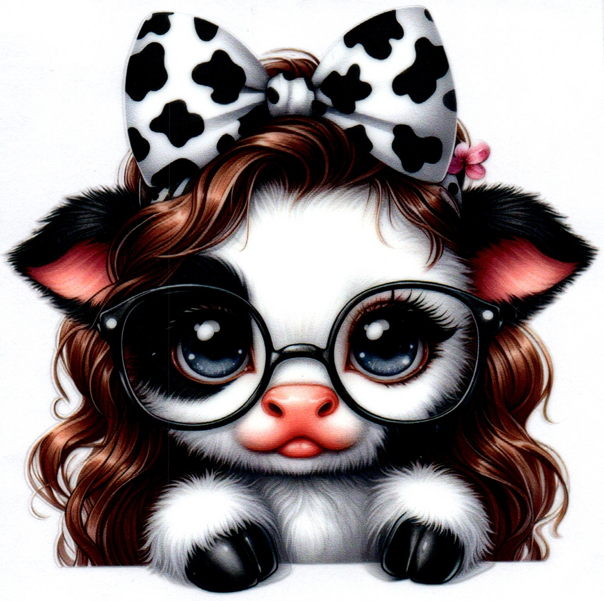 Girl cow w/glasses and bow Misc. Single Decal 47
