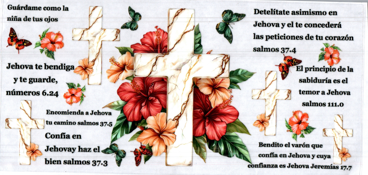 16 oz white cross spanish bible verses assorted 48