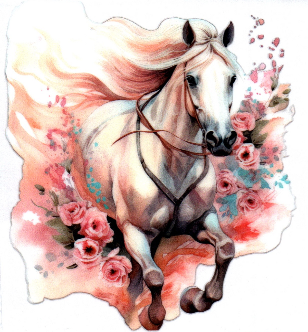 Horse w/flowers Single Decal 49