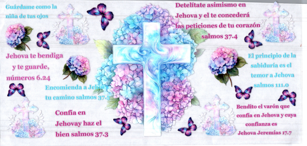 16 oz white blue cross spanish bible verses assorted 49