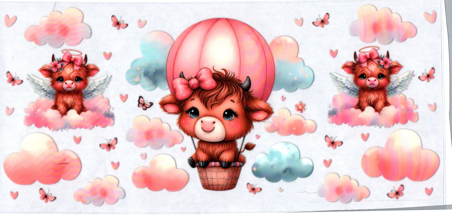 16 oz Hot air balloon and clouds with baby Cows 5