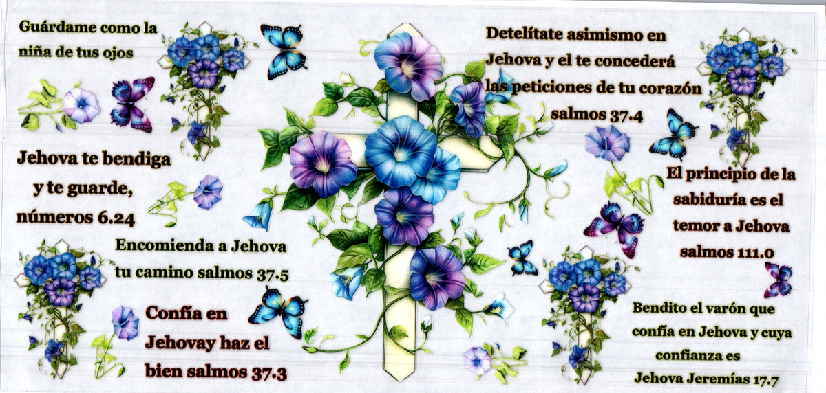 16 oz white cross blue flowers spanish bible verses assorted 50