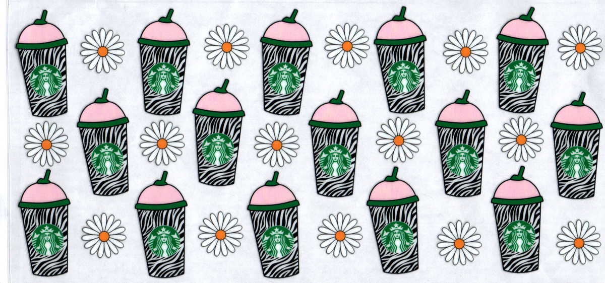 16oz star***** zebra stripe cup and daisy 51