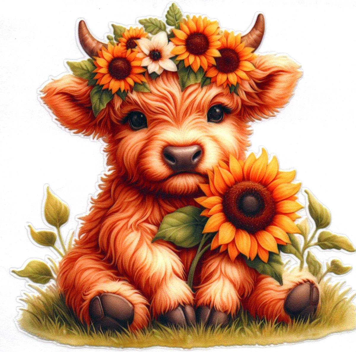 Cow w/ Sunflowers Misc. Single Decal 51