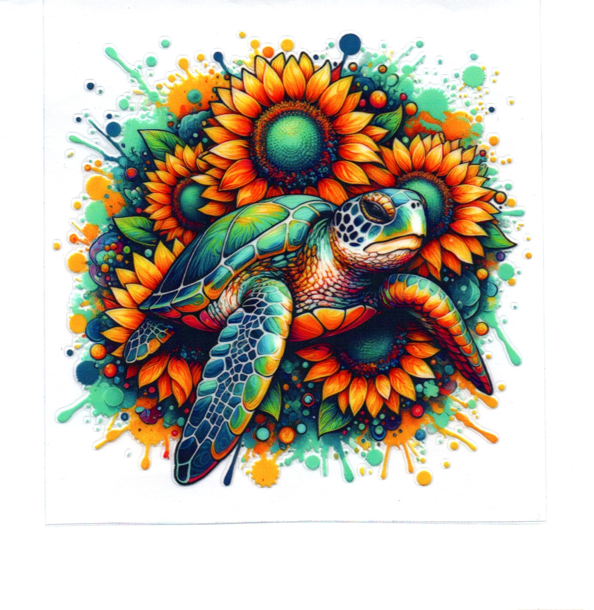 Sunflowers and sea turtle Single Decal 51