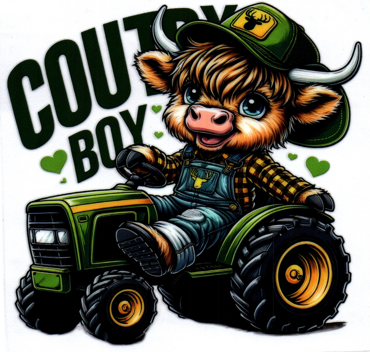 Country Boy cow on tractor Misc. Single Decal 52