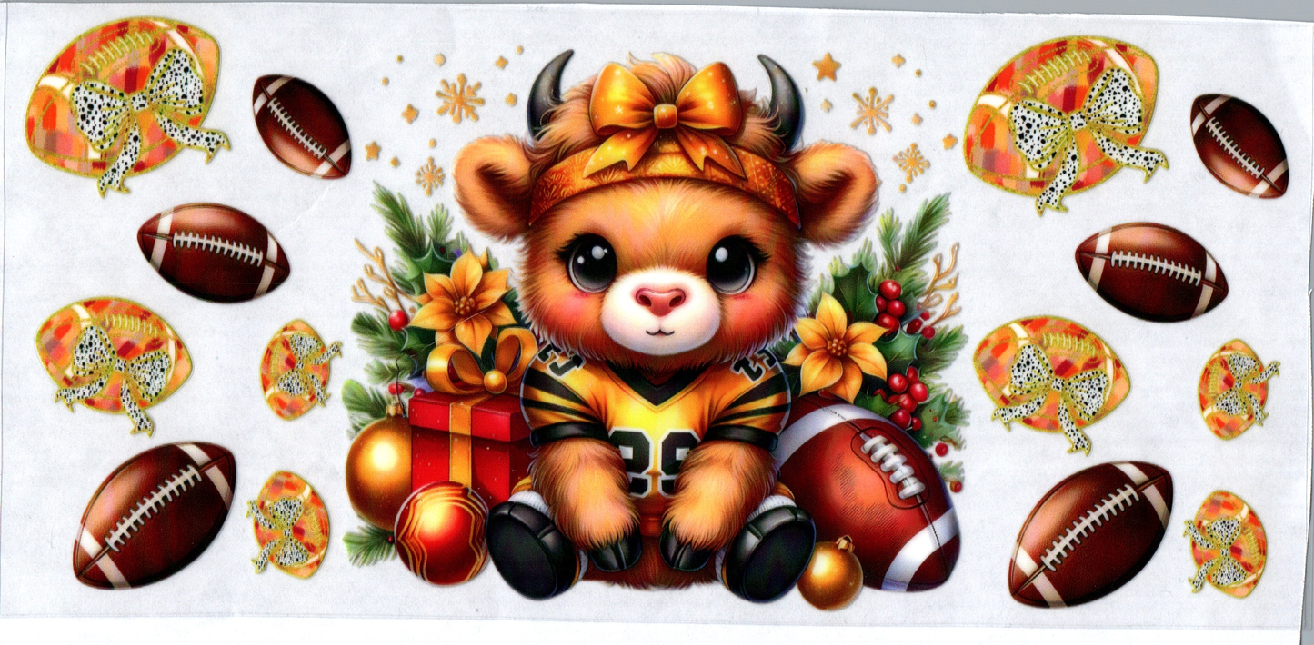 16 oz Christmas Football Cow #54