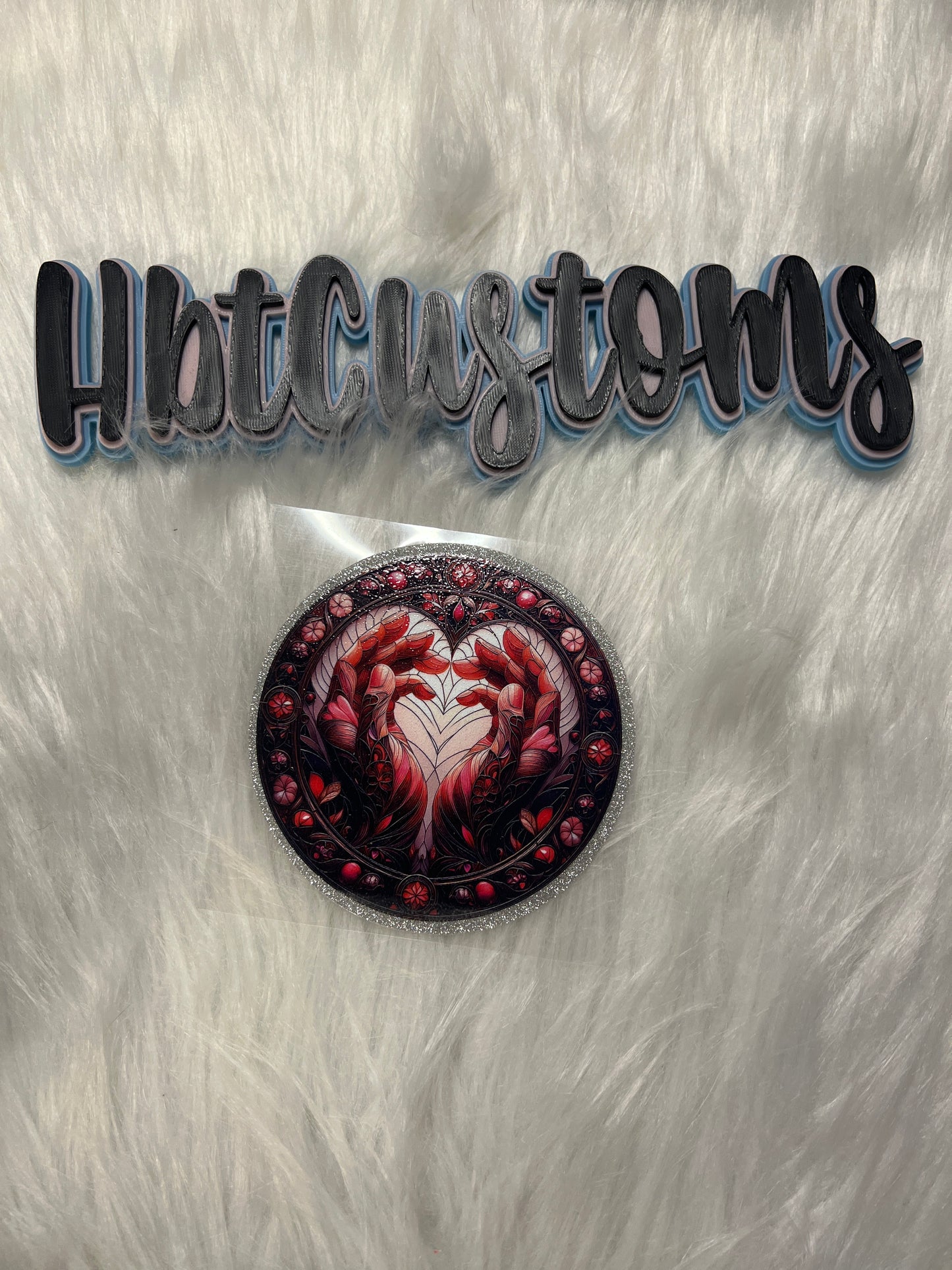 Stained Glass Praying Hands Glitter Decal