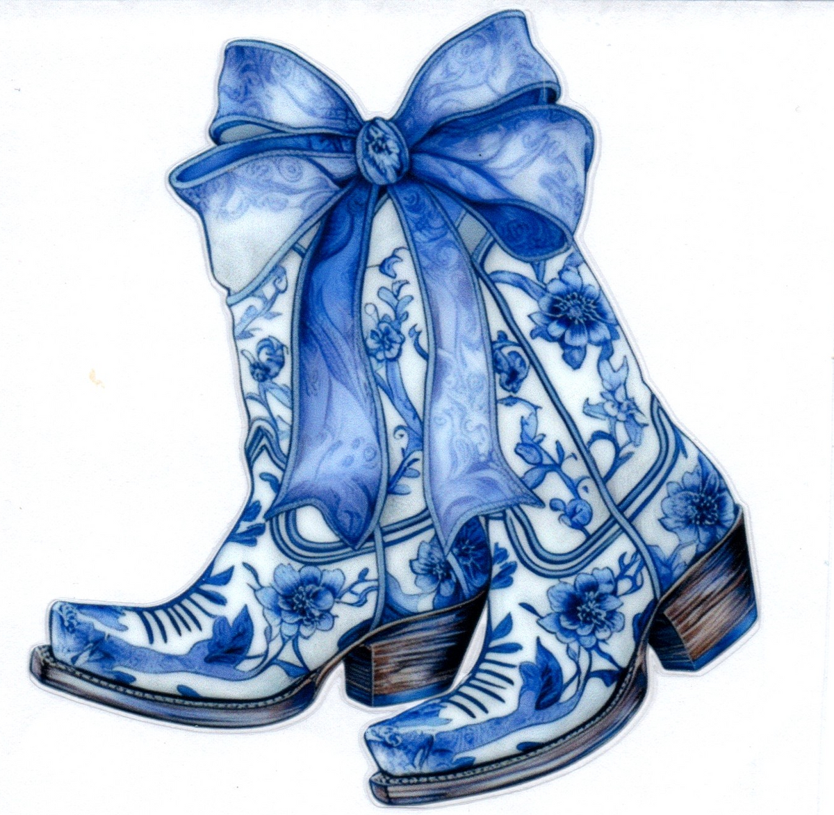 Blue & white flowered Boots Single Decal 5
