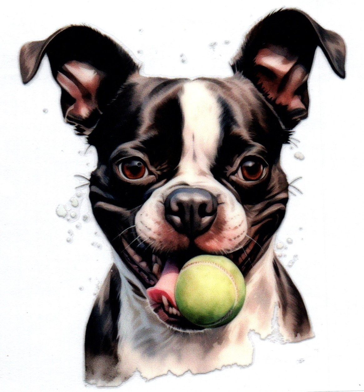 Boston Terrier w/tennis ball Single Decal 57