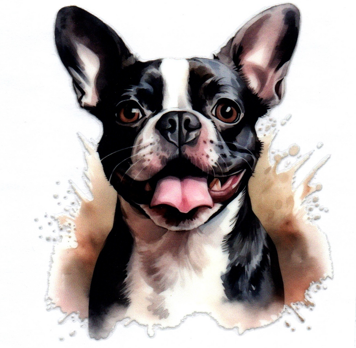 Boston Terrier w/brown splash Single Decal 60