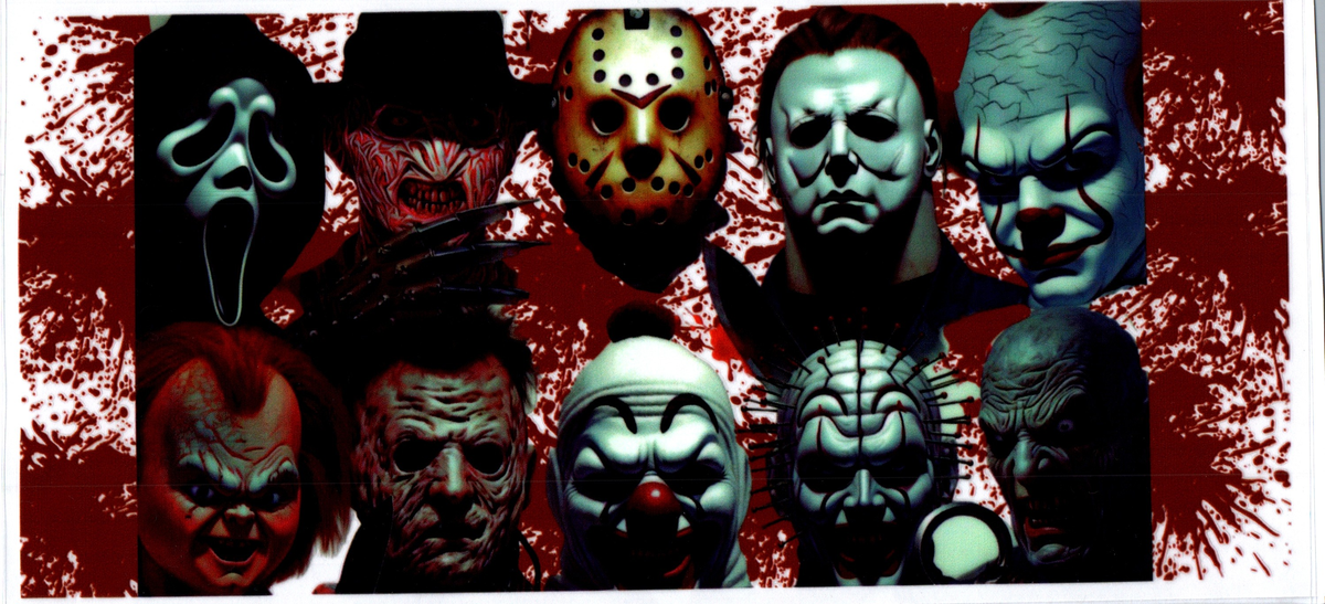 Blood Splash Background w/Horror guys faces Horror 61