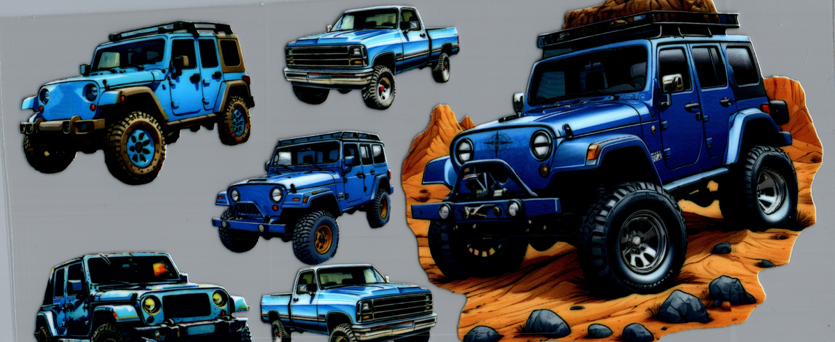 Jeep 6- blue with truck- 16oz wrap