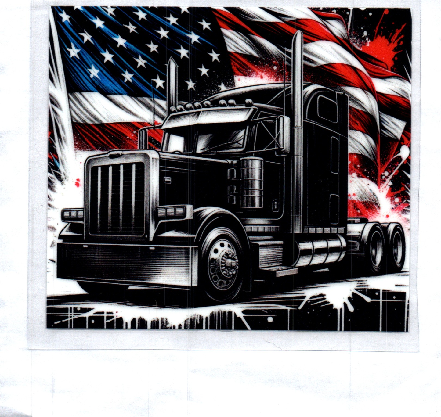 Black Semi w/Flag Patriotic Decal