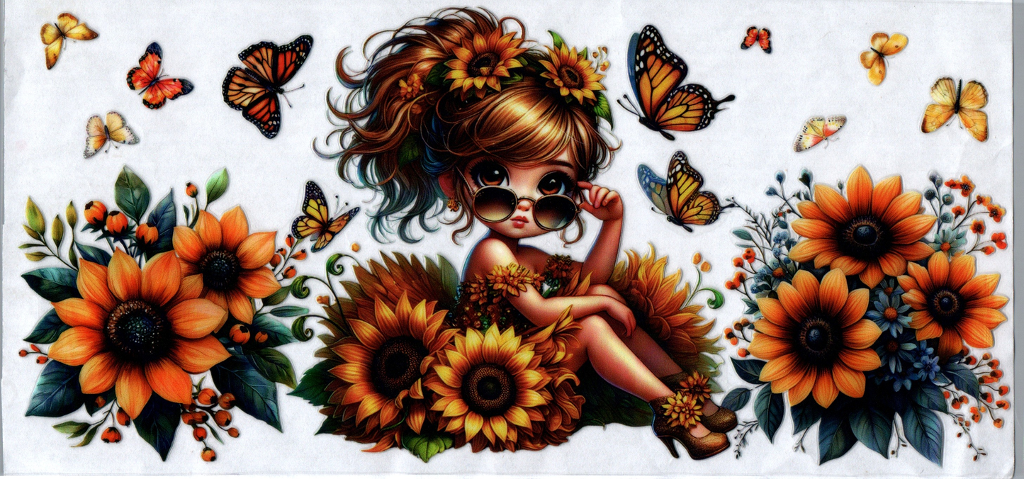 16 oz Little Girl sitting in sunflowers 67
