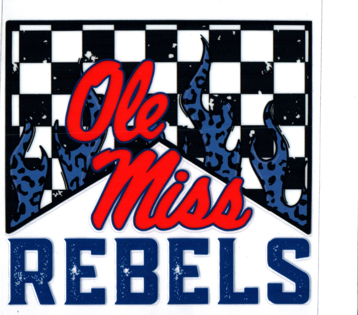 O M rebels checkered Single Decal football 6