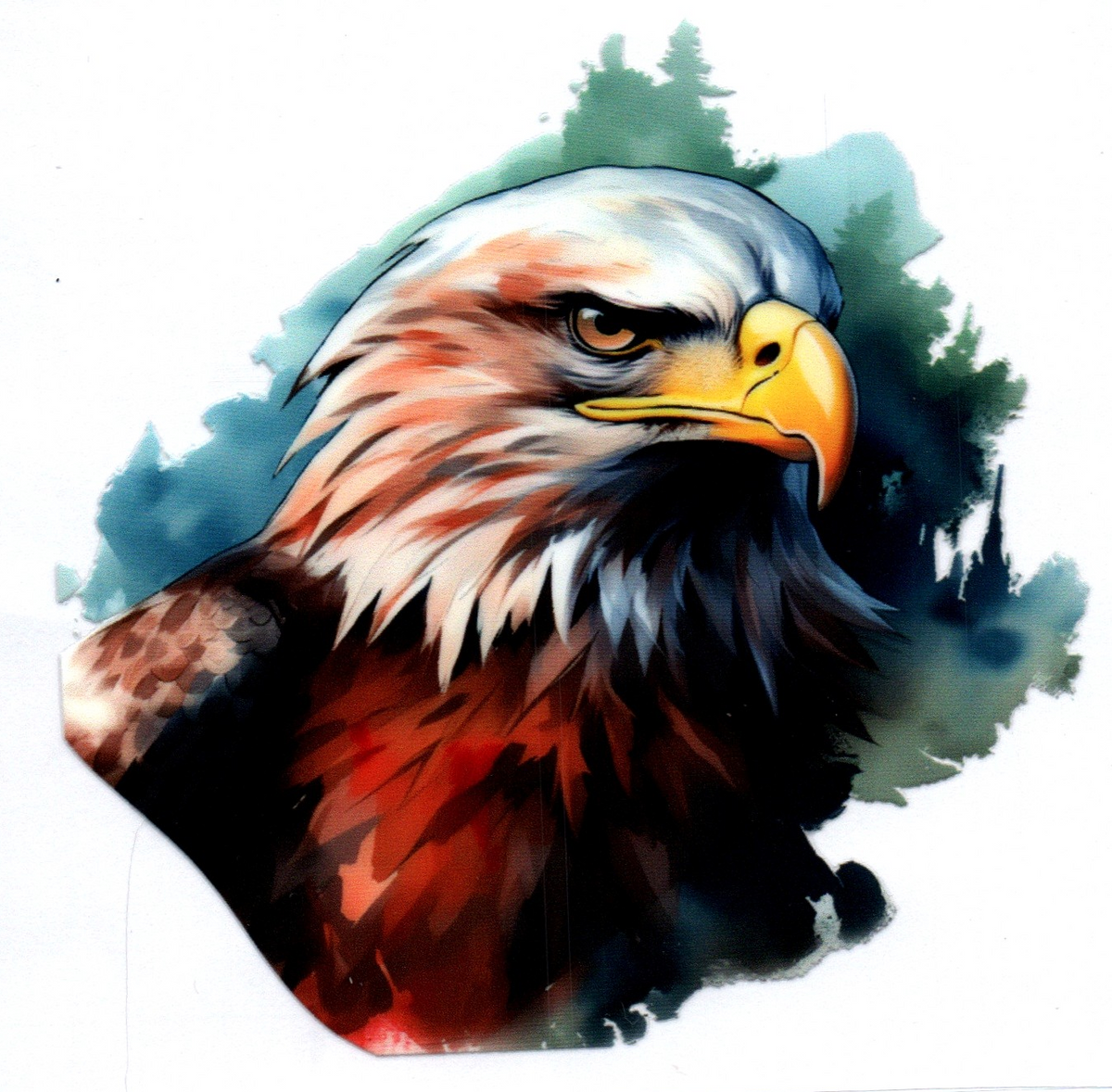 Eagle w/tree line Single Decal 6