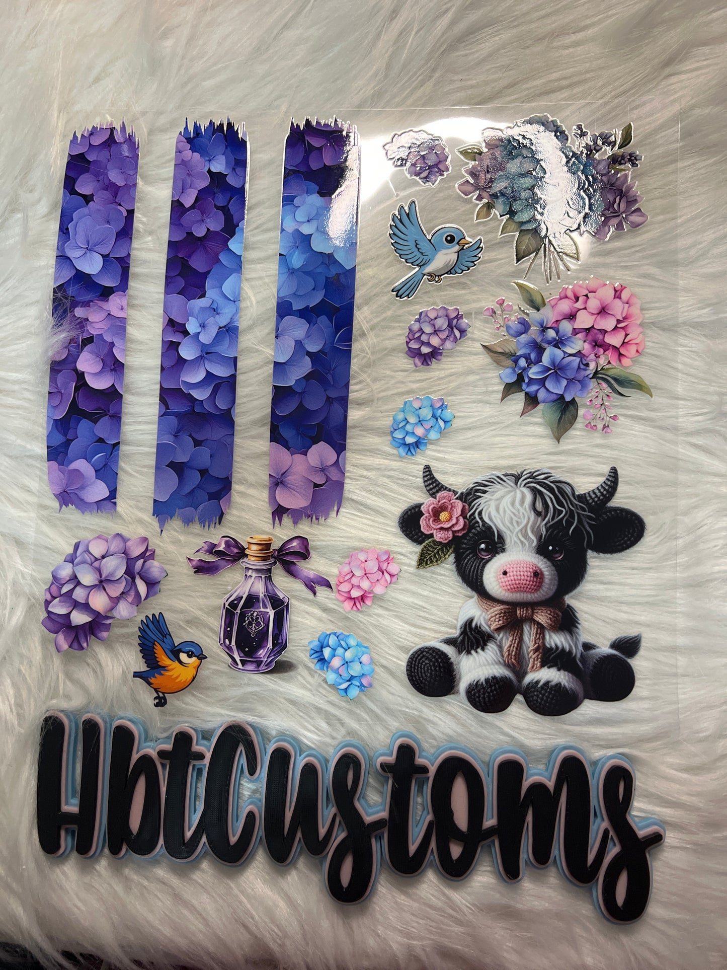Cow w/ multicolored flower brush strokes Element