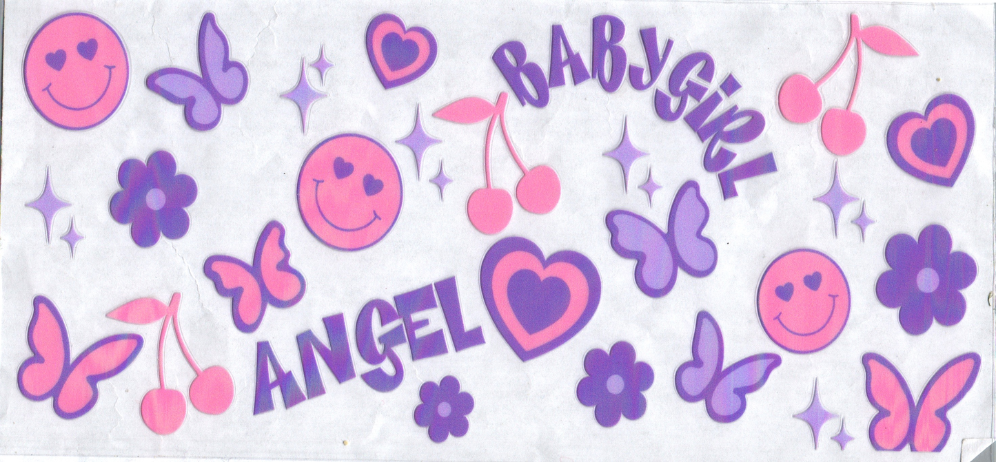 16oz Angel Baby Girl Wording with Cherries Kids