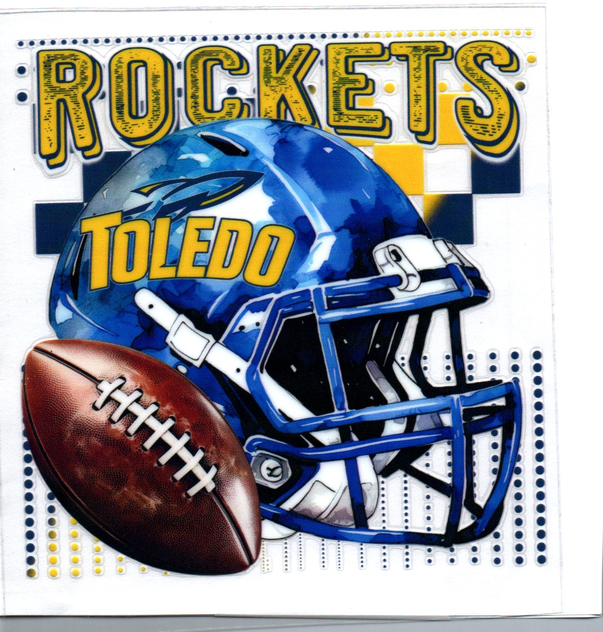 rockets yellow blue checker Single Decal football 72