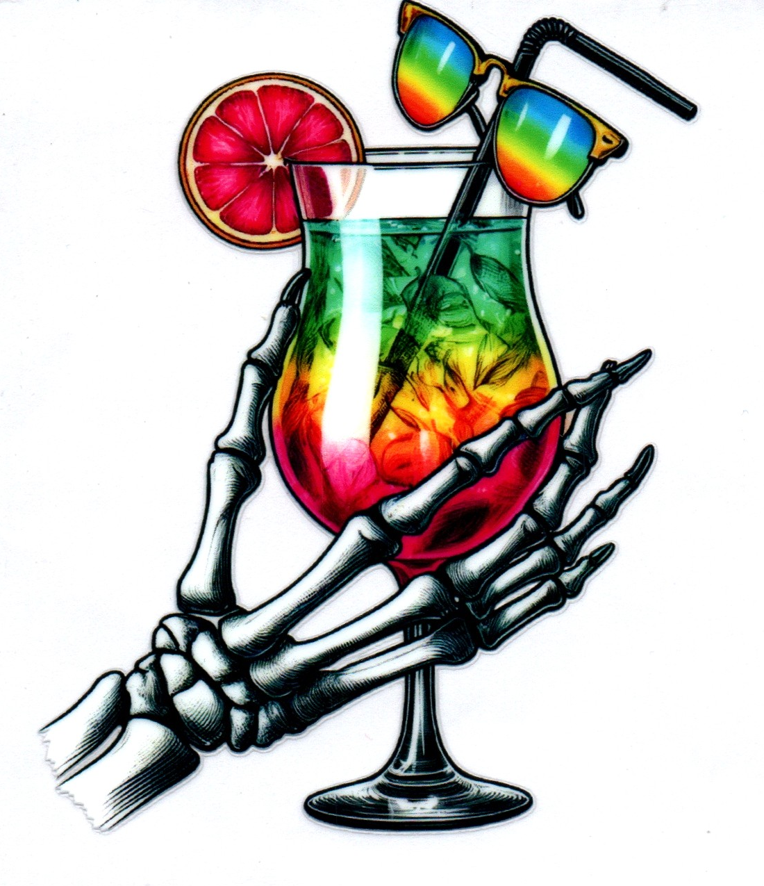 Skelton Hand w/drink Single Decal 7