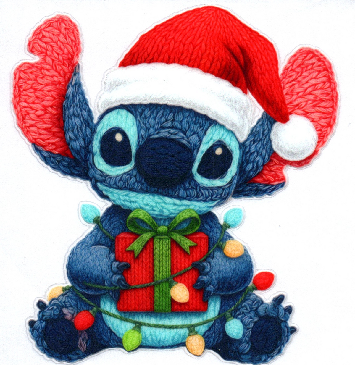 Blue Guy w/Santa Hat & Gift Christmas Single Decal