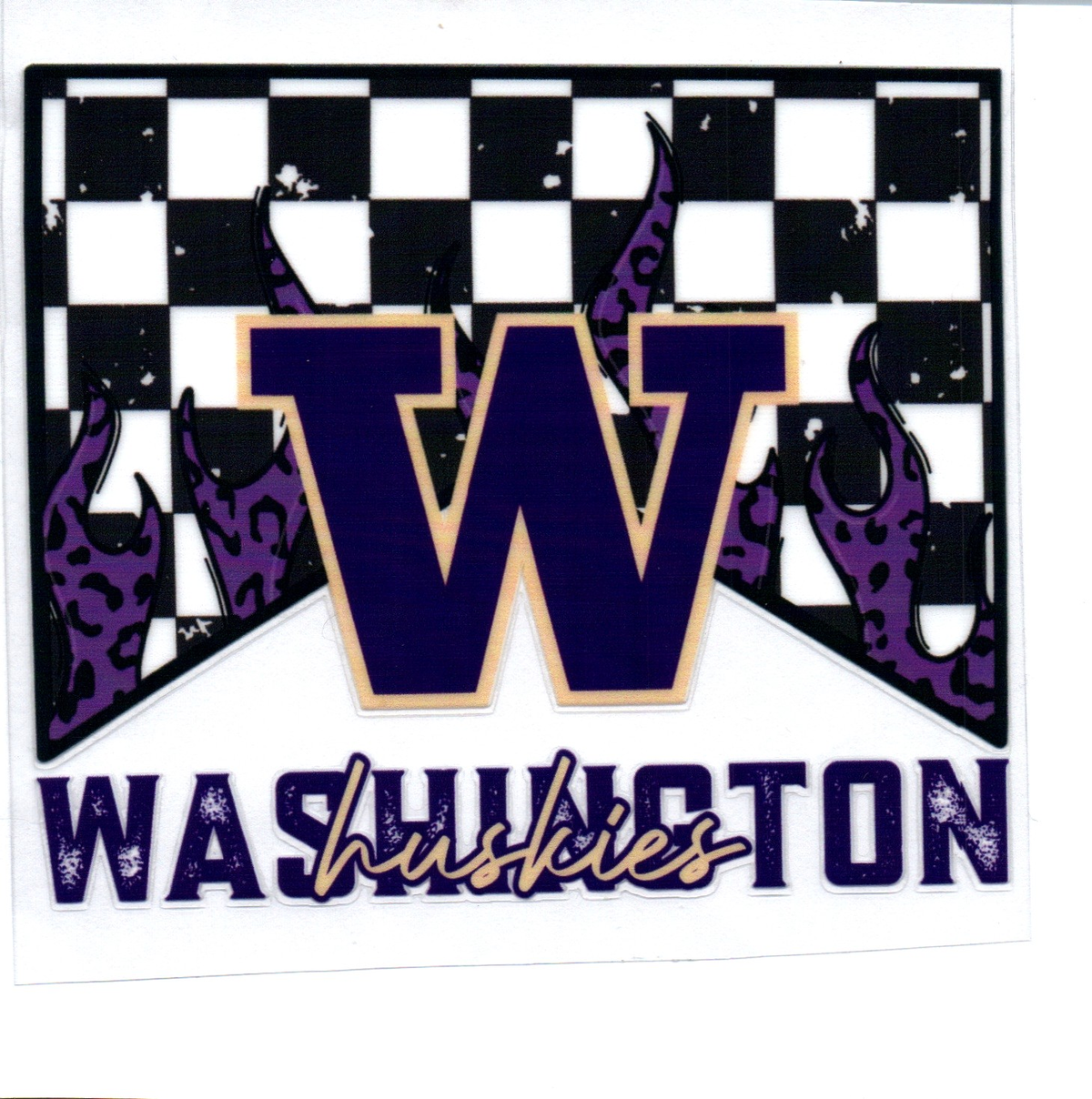 WA huskies checkered Single Decal football 75