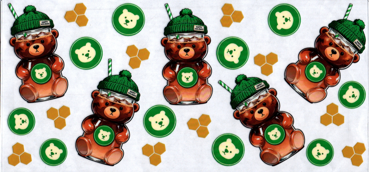 16oz star***** green hat bear cup hexagons 75