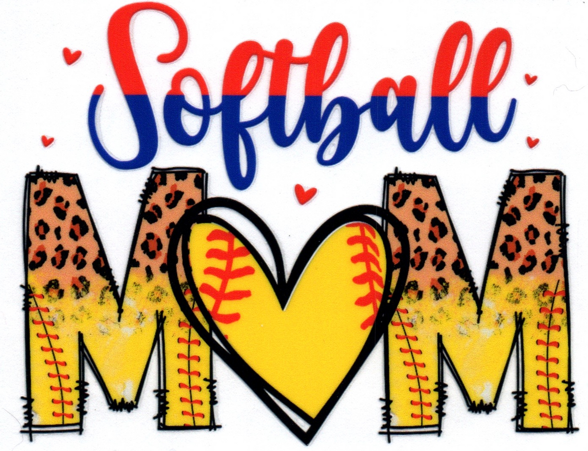Softball MOM red and blue 4 Single Decal 7