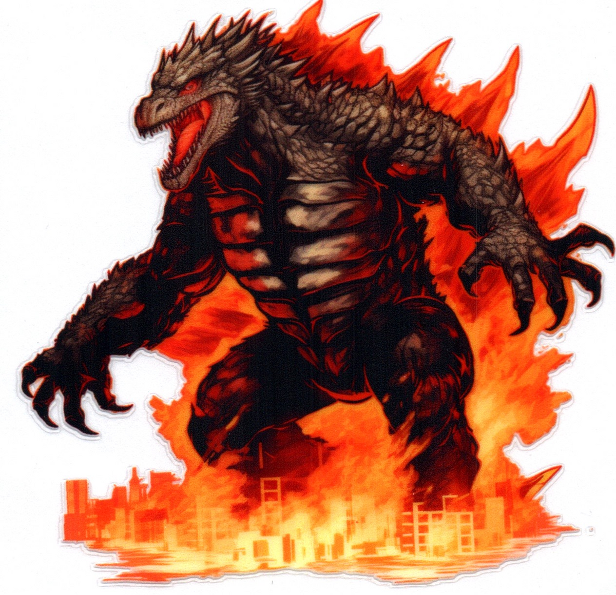 Godzilla on fire Misc. Single Decal 76