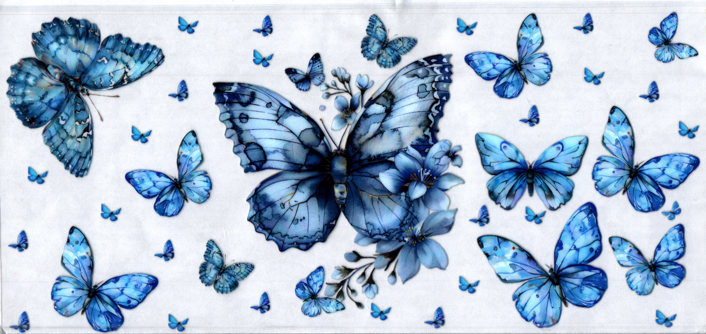 16oz 2-Toned Blue Butterfly 77