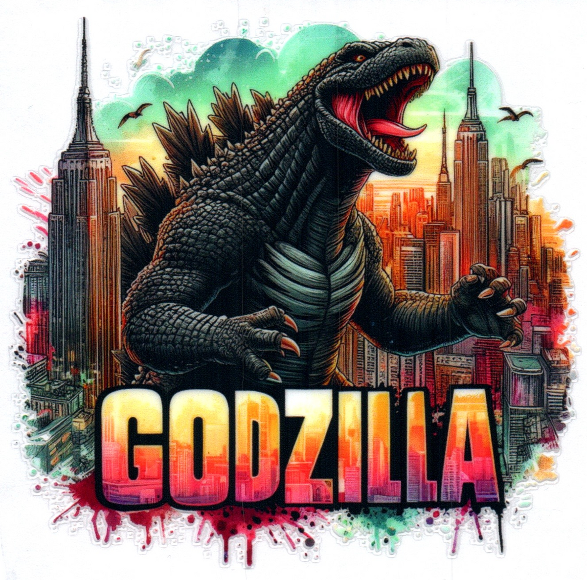Godzilla in the city Misc. Single Decal 77