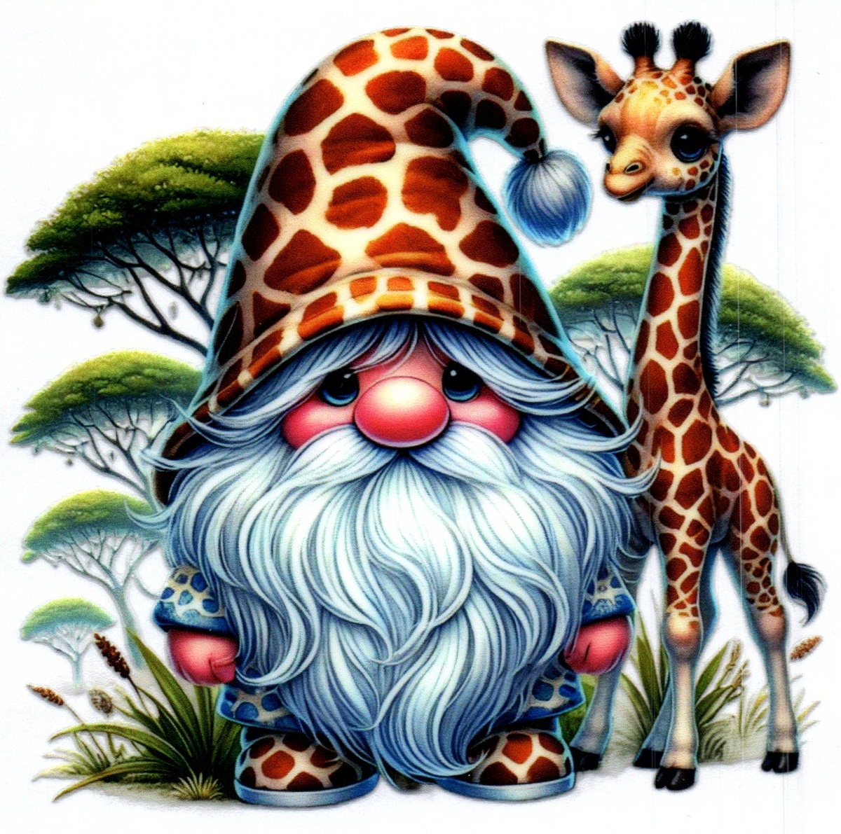 Spotted Gnome w/giraffe Misc. Single Decal 77
