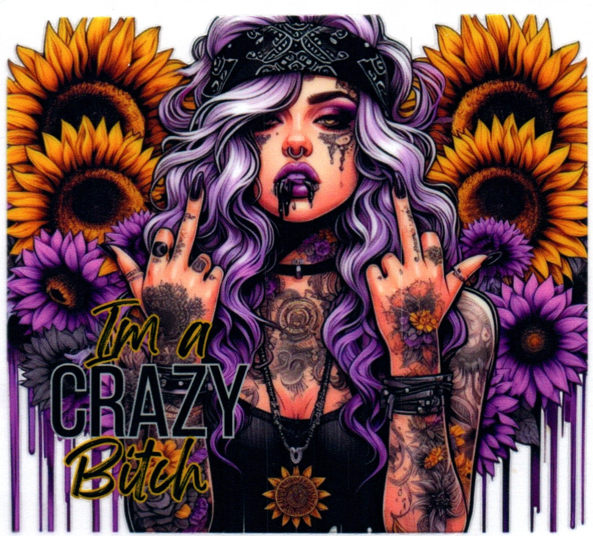 Tattooed girl I'm a CRAZY Bitch Misc. Single Decal 7