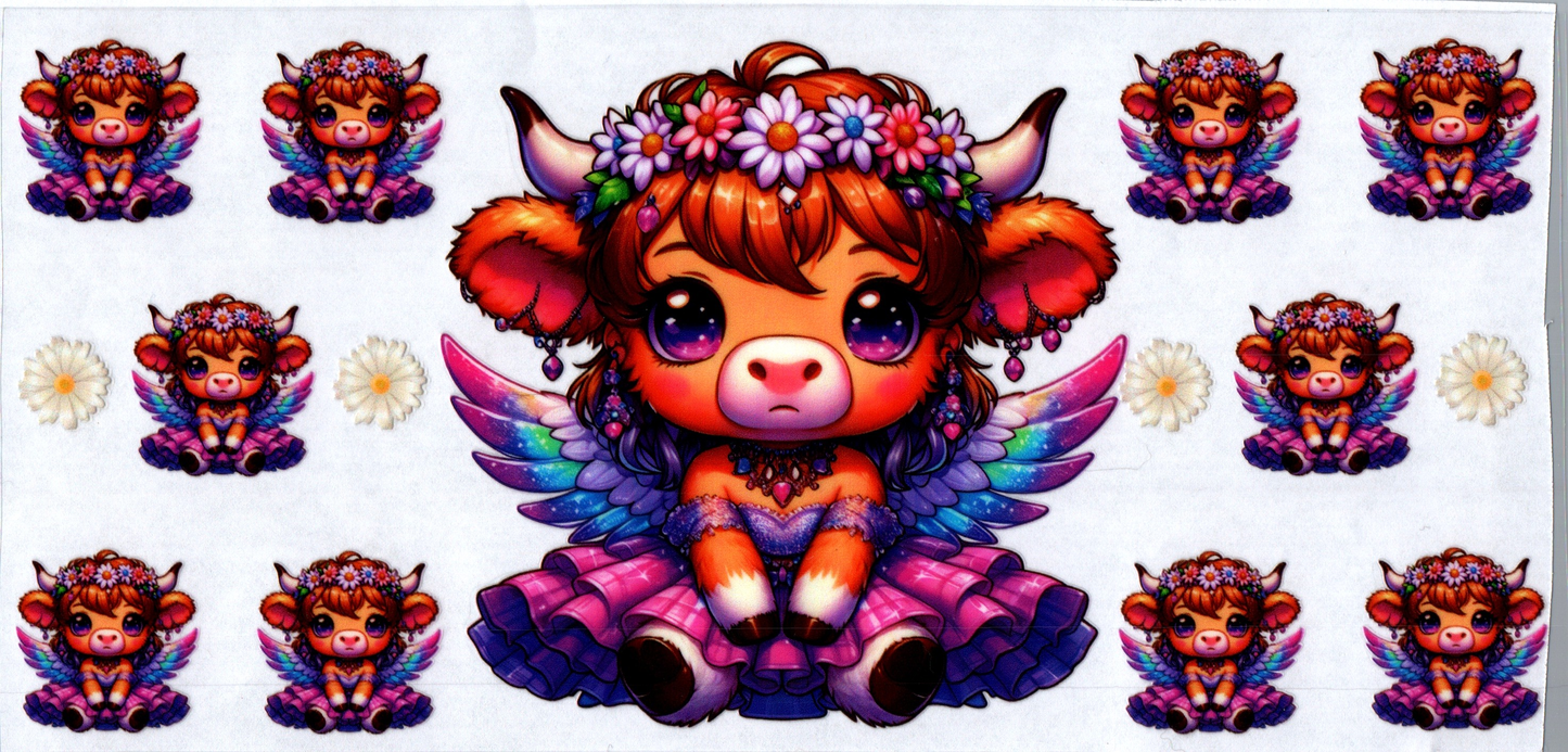16 oz Baby Cow in pink dress & rainbow angel wings 8