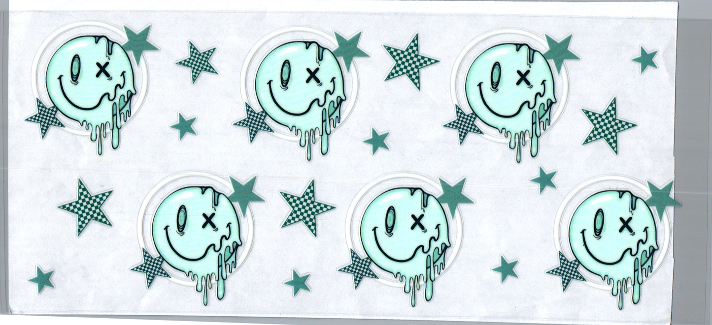 16 oz Drippy smile faces Teal