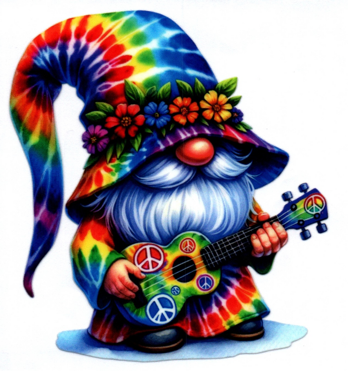 Hippie Gnome playing guitar Misc. Single Decal 80