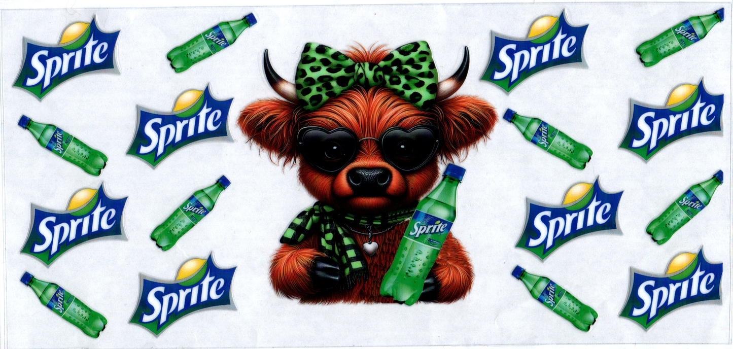 16 oz Sprite Green Leopard Bow Cow #82