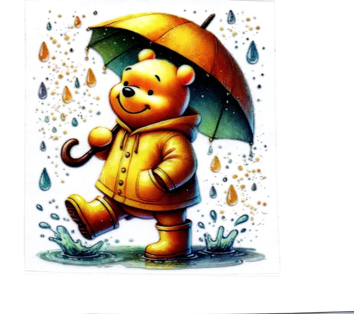 yellow bear umbrella rain DECALS 82
