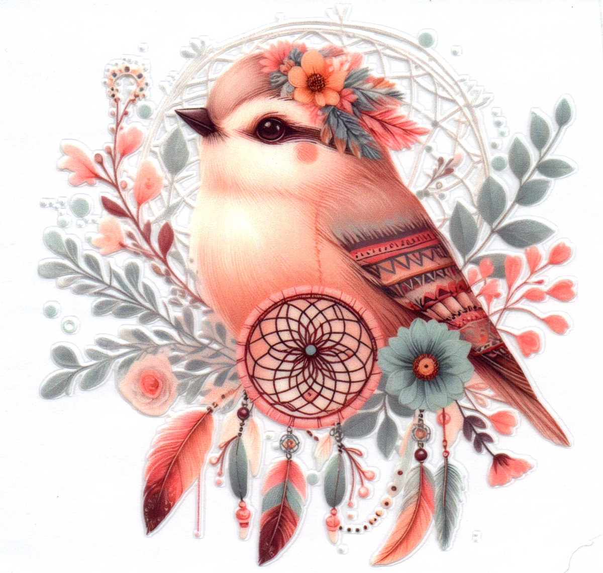 Pink bird w/ dream catcher Single Decal 82