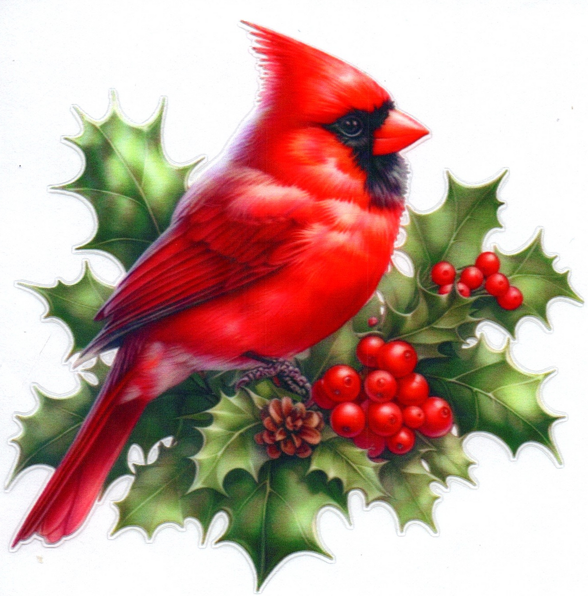 Red Bird 1 Christmas Single Decal