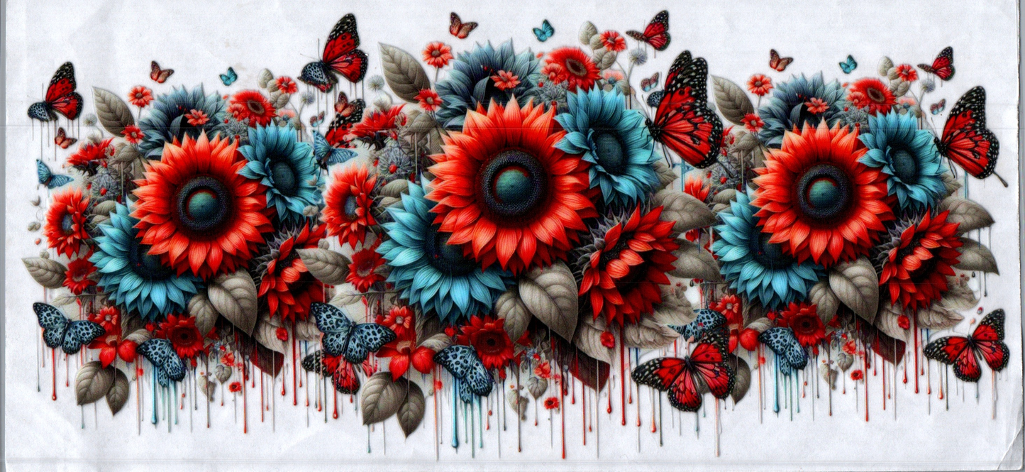 16oz Red, Blue Sunflowers 85