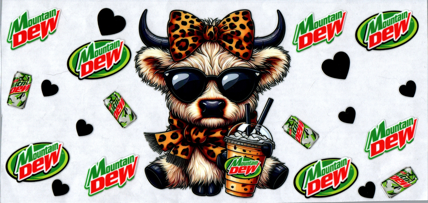 16 oz Mt Dew Leopard Bow Cow #85
