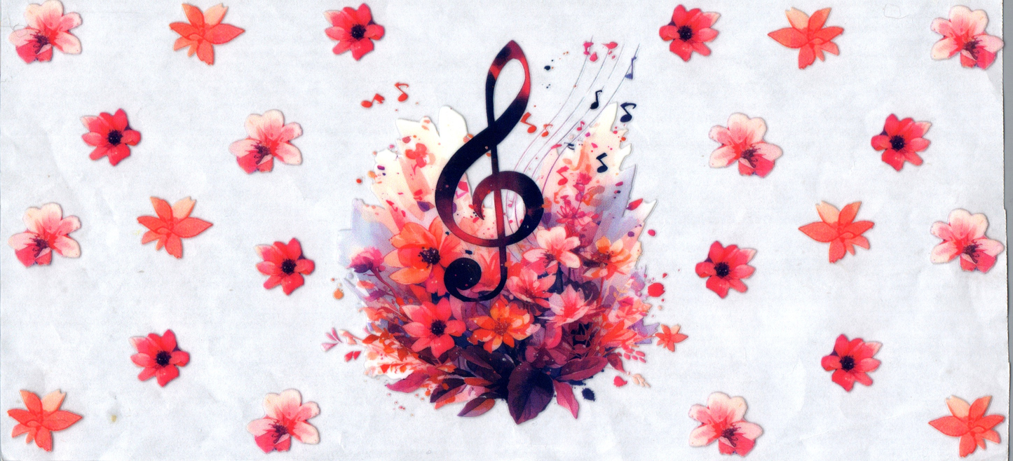 16 oz Black Music note and flowers 86