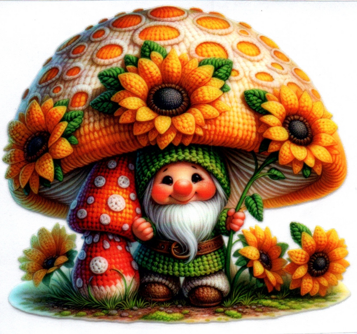 knitted Gnome under mushroom Misc. Single Decal 86