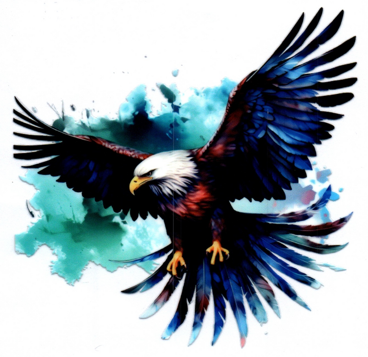 Left facing Flying Eagle w/color splash Single Decal 8