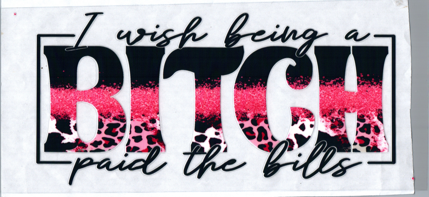 16 oz I wish being a Bitch paid the bills Pink 88