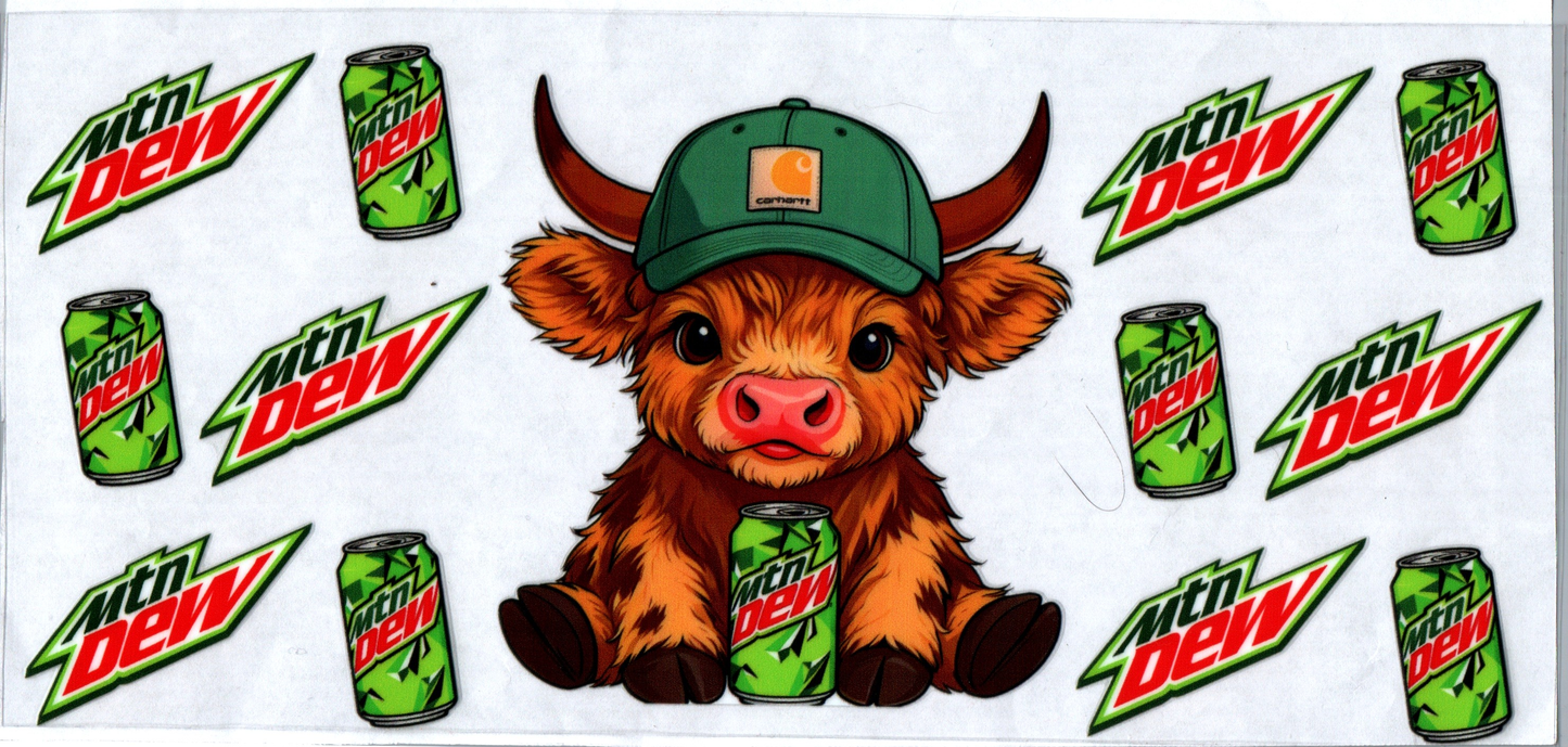 16oz Mt Dew Green Chartt Cow #88