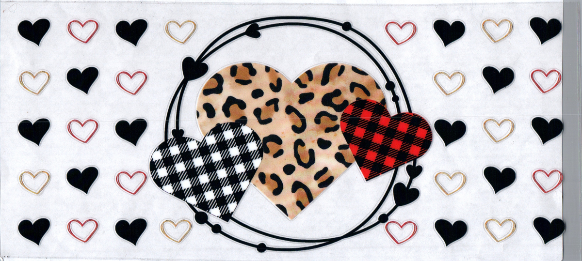 16oz cheetah & checker back & white hearts 88