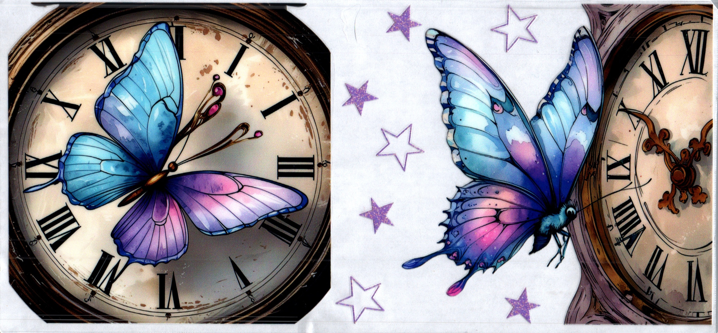 16oz Clock Butterfly 89